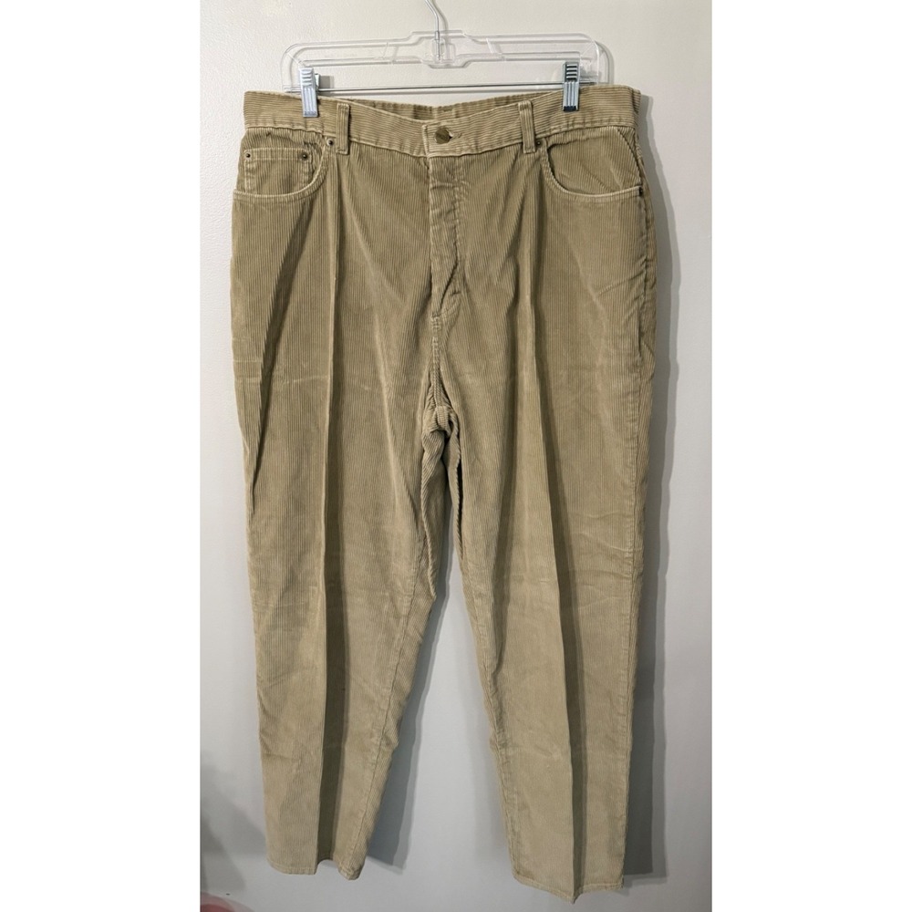 Vintage L.L.Bean Double L Corduroy Pants High-Rise Wide-Leg Womans Size 18 Tan‎